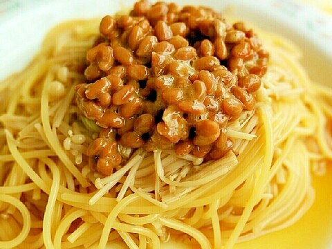 簡単~~⭐たっぷりエノキと納豆の和風スパゲティ